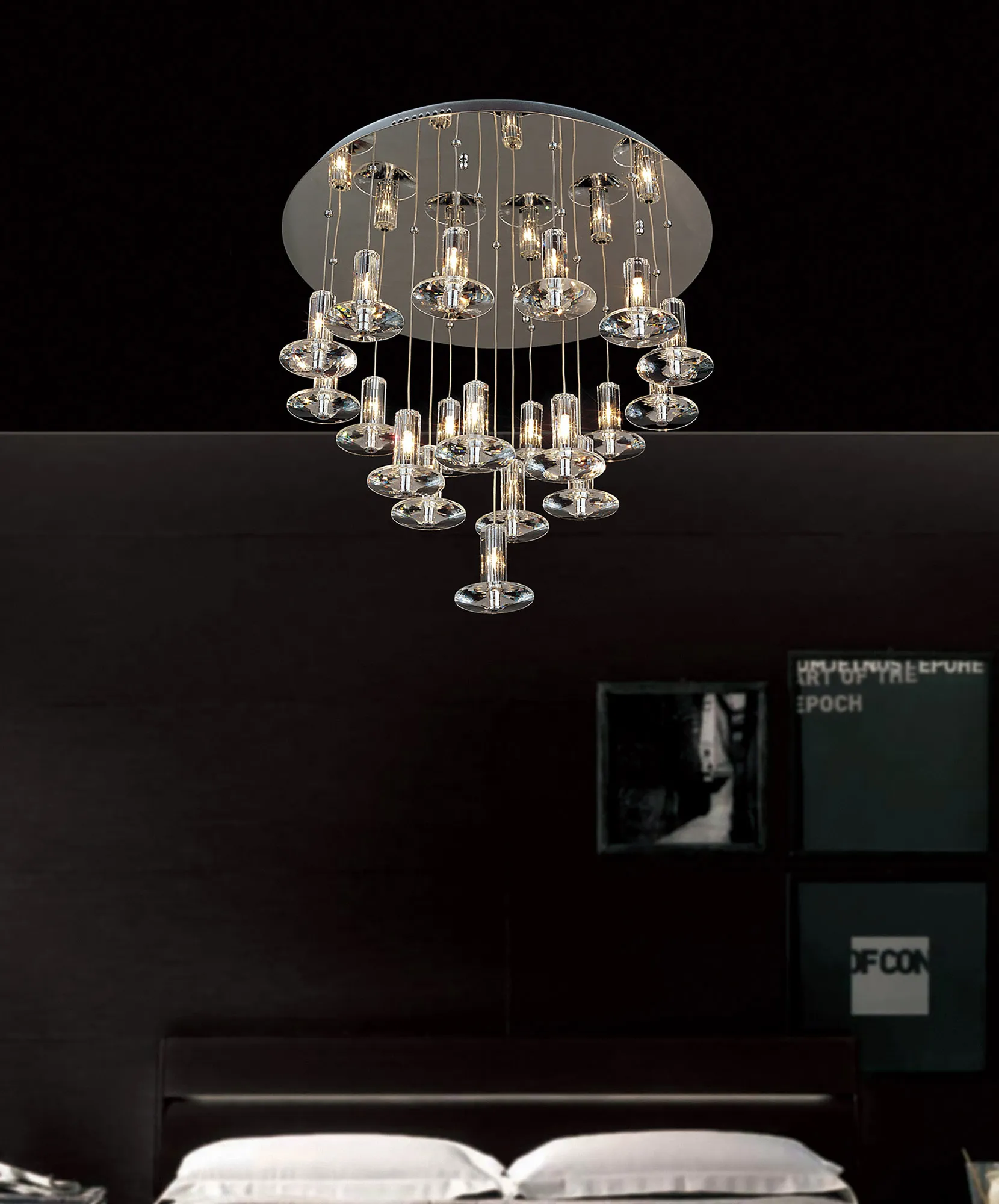 Troy Crystal Ceiling Lights Diyas Statement Crystal Fittings